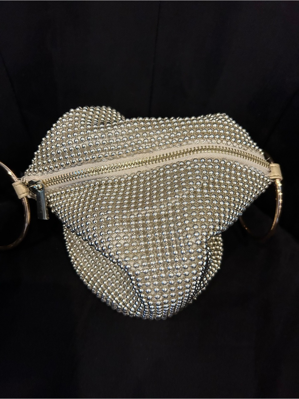 Olga Berg Bianca Ball Mesh Handle Bag in Gold - Picture 6 of 7